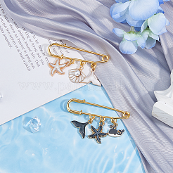 10 шт. 5 стиля броши-подвески с морской тематикой из сплава и эмали&nbsp;JEWB-FH0001-50