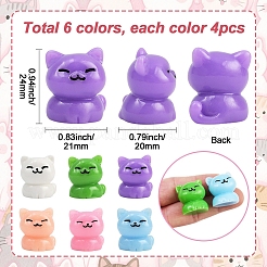 24 шт. 6-х цветные пластиковые украшения в форме кошки&nbsp;DJEW-SP0001-14