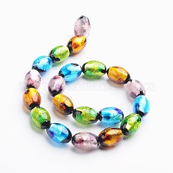 Ручная серебряная фольга стеклянные овальные бусины&nbsp;FOIL-I004-C-M