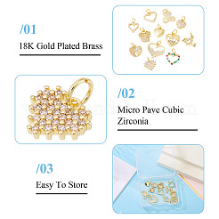 12 шт. 12 стиля латунные подвески с микропаве и кубическим цирконием&nbsp;KK-TA0002-31