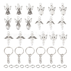 60 шт. подвески из сплава и стеклянных бусин с жемчугом в 6 стилях&nbsp;PALLOY-TAC0162