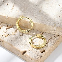 Серьги-кольца из латуни с микропаве из прозрачных кубических цирконий&nbsp;EJEW-D311-006G