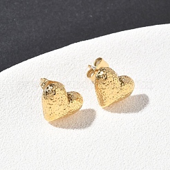 Серьги-гвоздики из нержавеющей стали 304 с текстурированным сердцем&nbsp;EJEW-G453-06G