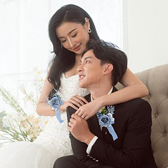 2 шт. 2 стиля шелковая ткань имитация розы корсаж на запястье&nbsp;AJEW-DR0002-08