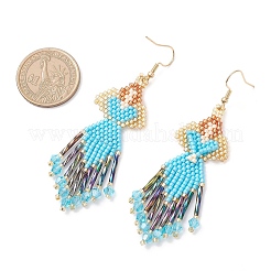 Серьги-подвески из стеклянных бусин ручной работы в форме ангела&nbsp;EJEW-MZ00538-01