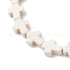 Браслеты с подвесками из синтетической бирюзы и крестиками&nbsp;BJEW-JB12292-02