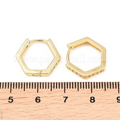 Шестиугольные латунные серьги-кольца с кубическим цирконием&nbsp;EJEW-A156-15A-G