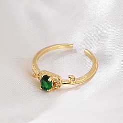 Кольца-манжеты для женщин с покрытием из латуни с микропаве из кубического циркония&nbsp;RJEW-M028-104G