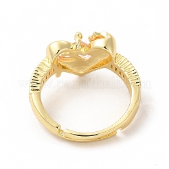 Регулируемое кольцо в форме сердца из розового кубического циркония KK-A180-49G