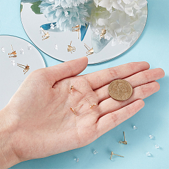 6 пара латунных сережек-гвоздиков&nbsp;KK-BC0011-90