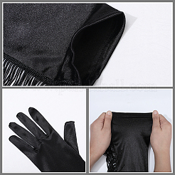 Свадебные перчатки из полиэстера с длинными кисточками&nbsp;AJEW-WH20020-001B