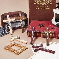 6 шт. 3 цвета религиозные кресты деревянные большие подвески&nbsp;WOOD-DC0001-18