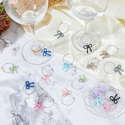 18 шт. 9 стиля подвески-банты для бокалов вина из сплава&nbsp;HJEW-HY00132