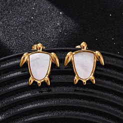 Серьги-гвоздики из натуральной белой ракушки из нержавеющей стали 304&nbsp;EJEW-Z103-05G-02