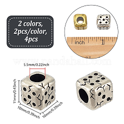 4 шт. 2-х цветные латунные европейские бусины&nbsp;KK-NB0004-18