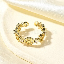 Манжеты из латуни с микро паве кубический цирконий для женщин&nbsp;RJEW-Q008-01G-01