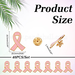 40 шт. эмалевая булавка с розовой лентой для повышения осведомленности о раке груди&nbsp;JEWB-ME0001-22