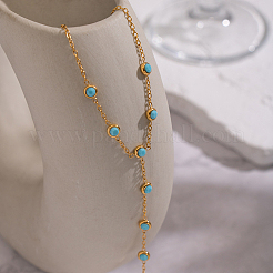 Браслеты из нержавеющей стали 304 с синтетическими бирюзовыми звеньями&nbsp;VX6527