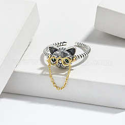 Очки собака 925 стерлинговое серебро микро паве кубический цирконий регулируемые манжеты кольца&nbsp;FS-WGF17D0-01