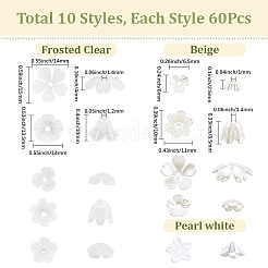 600 шт. 10 стиля АБС-пластиковые колпачки для бусин с имитацией жемчуга и акрила&nbsp;OACR-SC0002-33