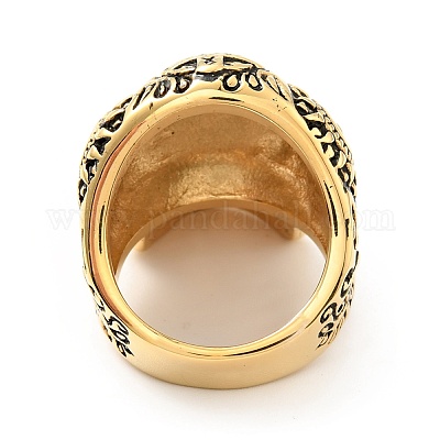 Череп из нержавеющей стали 316 с крестообразным кольцом на пальце RJEW-C030-02B-AG-1