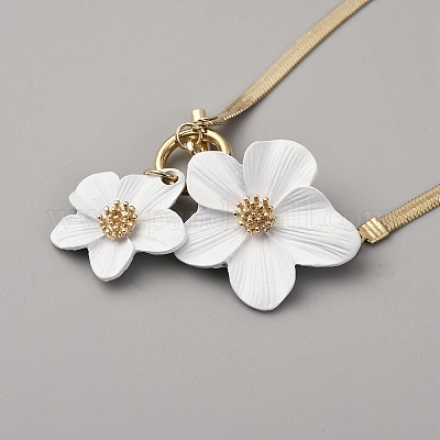 Сплав белый цветок браслеты на ногу для женщин&nbsp;AJEW-WH0696-098-1