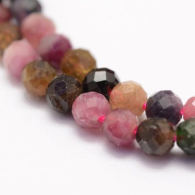 Нити из натуральных разноцветных турмалиновых бусин&nbsp;G-F460-31-1