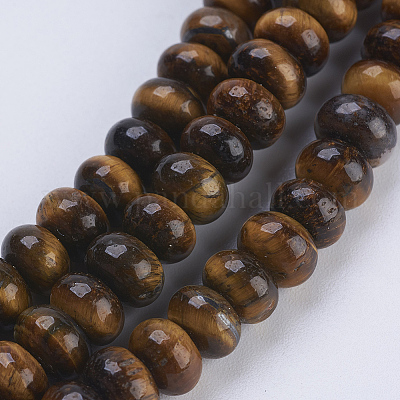 Нити из натуральных бусин тигрового глаза высшего качества&nbsp;G-P354-02-6x4mm-1
