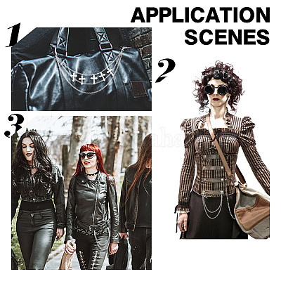 2 шт. 2 стиля цинковый сплав двухслойный ремень с крестообразными цепями&nbsp;AJEW-HY0002-27-1