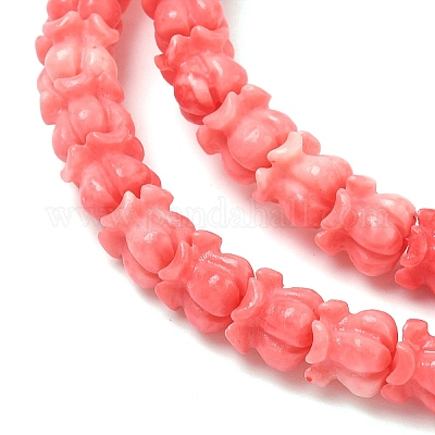 Нити резных бусин синтетического коралла&nbsp;SHEL-G023-01A-1