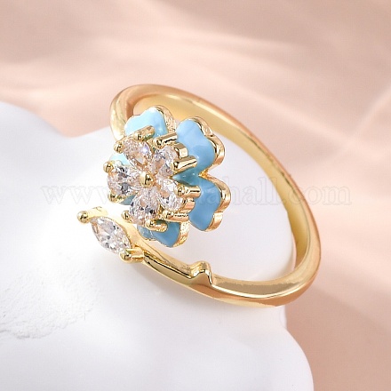 Латунные кольца-манжеты с микропаве и прозрачным цирконием для женщин LS-RJEW-C118-09G-1