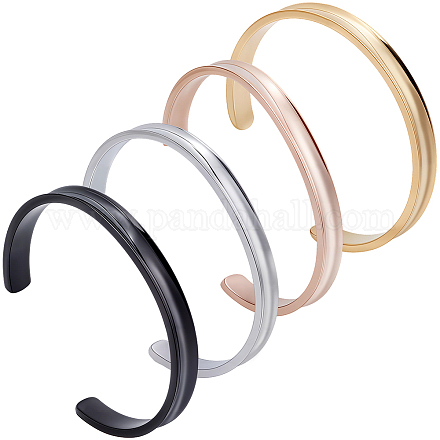 4 шт. двухцветные браслеты-манжеты из нержавеющей стали&nbsp;BJEW-SC0001-67C-1