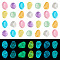 100Pcs Luminous Transparent Resin Cabochons, Nuggest, Mixed Color, 21~22.5x15~17.5x5.5~11.5mm