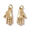 Brass Pendants, with Jump Ring, Cadmium Free & Nickel Free & Lead Free, Rack Plating, Hand, Real 18K Gold Plated, 20x9.5x2.5mm, Hole: 3mm