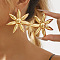 Alloy Stud Earrings, Flower, Golden, 61.5x61.5mm