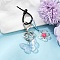 Acrylic Butterfly & Resin Flower Pendant Keychains, with Silicone Cable Zip Ties and Zinc Alloy Lobster Claw Clasps, Alice Blue, 100mm