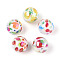 Printed Opaque Acrylic Beads, Round with Fruit Pattern, AB Color, Mixed Shapes, 15.9mm, Hole: 2.8mm