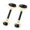 Natural Obsidian Brass Face Massager, Facial Rollers, Golden, 142~150x54~58x19~22mm