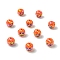 10Pcs Halloween UV Plating Acrylic Beads, Iridescent, Round with Jack-o'-Lantern, Dark Orange, 16mm, Hole: 2.8mm