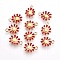Alloy Enamel Pendants, Chrysanthemum, Light Gold, FireBrick, 13x16x3mm, Hole: 1.4mm