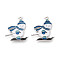 Rack Plating Alloy Enamel Snowman Pendants, Cadmium Free & Nickel Free & Lead Free, Platinum, Steel Blue, 25x21x1~1.5mm, Hole: 1.5mm