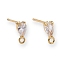 Brass Rhinestone Stud Earring Findings, with Loop, Teardrop, Golden, Crystal, 8x3.5mm, Hole: 1.2mm, Pin: 0.7mm