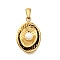 Plastic Pearl Pendants, with 304 Stainless Steel, Oval, 26.5x17.5x7.5mm, Hole: 7.5x3mm