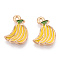 Alloy Enamel Charms, Banana, Light Gold, Gold, 15x11x2mm, Hole: 1mm