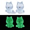 Luminous Resin Cute Little Dog Ornaments, Glow in the Dark, Micro Landscape Decoration, Light Sky Blue, 28x23x21.5mm