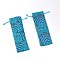 Brocade Jewelry Storage Bag, Drawstring Bag, Rectangle with Pattern, Dark Turquoise, 24.5x8x0.35cm