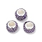 Alloy Rhinestone Clay Pave Beads, Rondelle, Purple, 11.5x7.5mm, Hole: 5mm