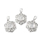 Natural Quartz Crystal Pendants, Rock Crystal Pendants, with Rack Plating Brass Findings, Cadmium Free & Lead Free, Flower, 29.5x22.5x7.5~8.5mm, Hole: 7.5x5mm