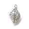 Brass Pendants, Cadmium Free & Nickel Free & Lead Free, Hollow Rhombus Charms, Real Platinum Plated, 24x13x12mm, Hole: 1.6mm