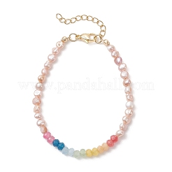 Браслеты из натуральных малайзийских нефритов и жемчуга «чакра» для женщин&nbsp;BJEW-JB13077